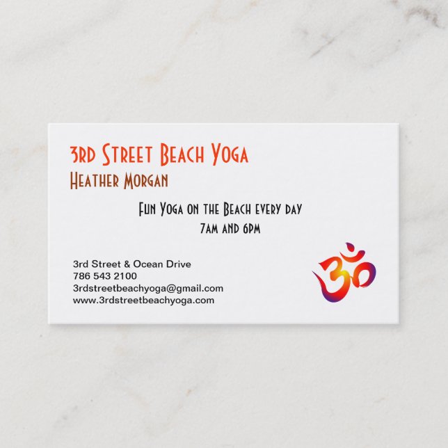 3rd Street Beach Yoga Business Card (Front)