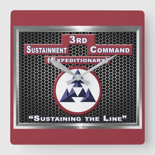 3rd Sustainment Command (Expeditionary) Square Wall Clock (Front)