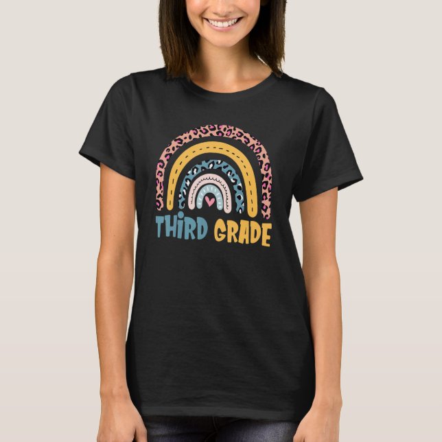 3rd Third Grade Boho Rainbow Student Teacher Back  T-Shirt (Front)