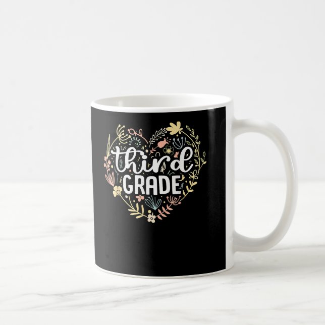 3rd Third Grade Floral Heart Back To School Girls Coffee Mug (Right)
