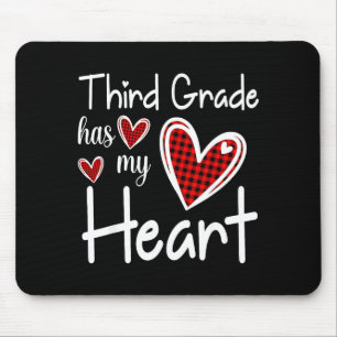 3rd Third Grade Has My Heart Buffalo Print Teacher Mouse Pad