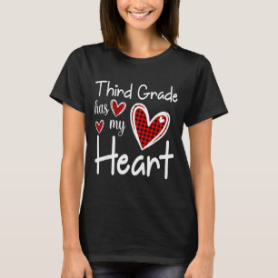 3rd Third Grade Has My Heart Buffalo Print Teacher T-Shirt