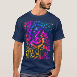3rd Third Grade Typography Teacher Tie Dye Back To T-Shirt