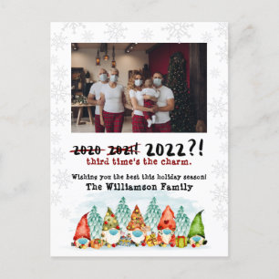 3rd Time's The Charm   Funny 2022 Holiday Photo Postcard
