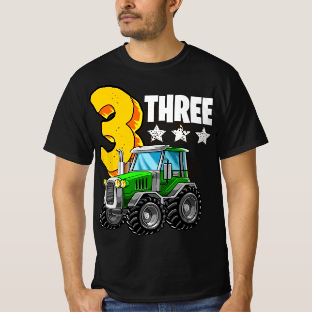 3rd Tractor Birthday Party Farm Educational 3 Year T-Shirt (Front)