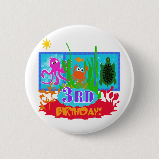 3rd Undersea Adventure Birthday Tshirts 6 Cm Round Badge (Front)