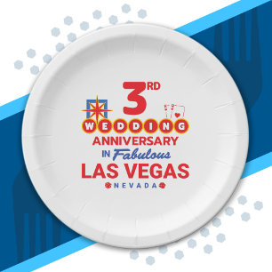 3rd Wedding Anniversary Couples Las Vegas Trip Paper Plate