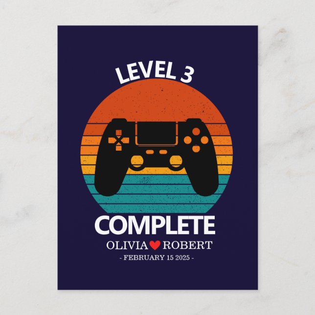 3rd Wedding Anniversary Custom Retro Video Game  Postcard (Front)