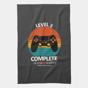 3rd Wedding Anniversary Custom Retro Video Game Tea Towel