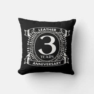 3rd wedding anniversary distressed crest cushion