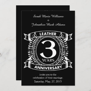 3rd wedding anniversary distressed crest invitation