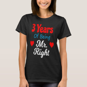 3rd Wedding Anniversary for Men Him Mr Right Husba T-Shirt