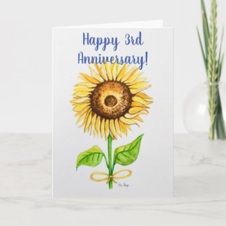 3rd wedding anniversary greeting card blank inside