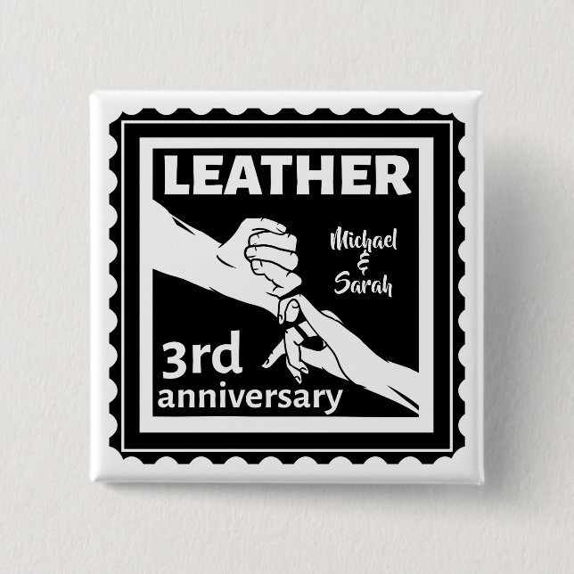 3RD Wedding anniversary holding hands traditional 15 Cm Square Badge (Front)