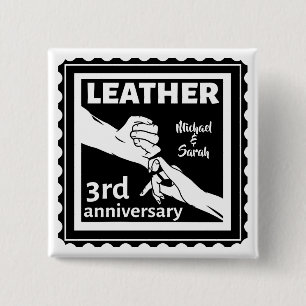 3RD Wedding anniversary holding hands traditional 15 Cm Square Badge