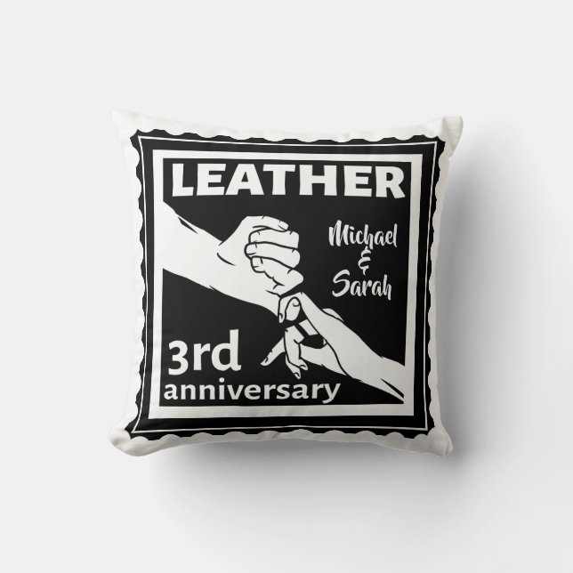 3RD Wedding anniversary holding hands traditional Cushion (Front)