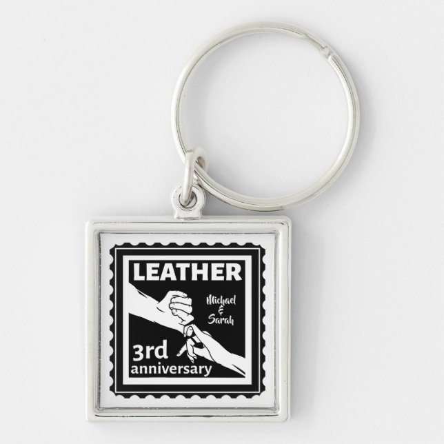 3RD Wedding anniversary holding hands traditional Key Ring (Front)