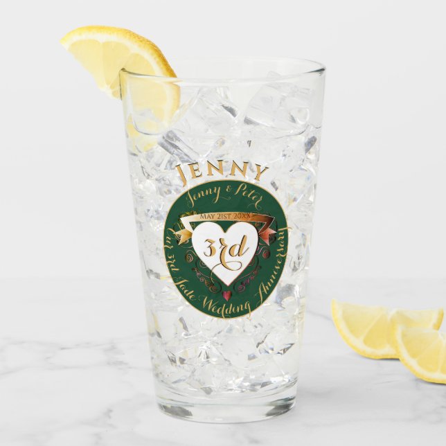 3rd Wedding Anniversary Jade Colour Glass (Front Ice)