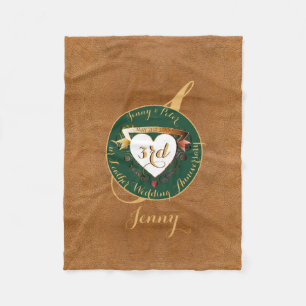 3rd Wedding Anniversary Leather Image Fleece Blanket