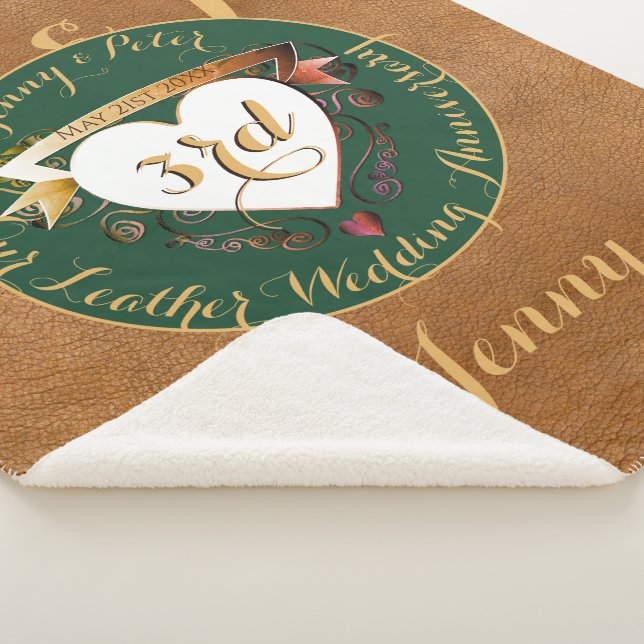 3rd Wedding Anniversary Leather Image Sherpa  Sherpa Blanket (3/4)