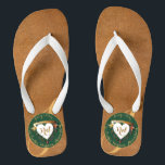 3rd Wedding Anniversary Leather Image Thongs<br><div class="desc">Looking for the right,  3rd anniversary flipflops honouring their anniversary?! I've designed these with "bold" in mind and the traditional jade and leather imagery together with your medallion text and my fancy hearts make for a regal and fitting design for your special day!</div>