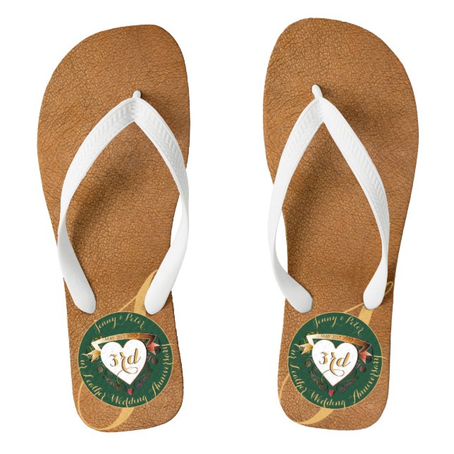 3rd Wedding Anniversary Leather Image Thongs (Footbed)