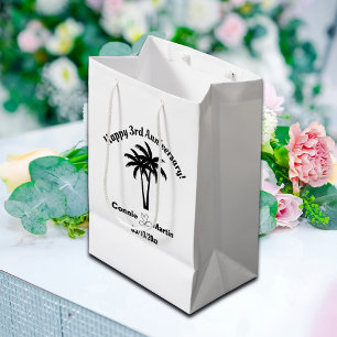 3rd Wedding Anniversary Palm Trees Medium Gift Bag