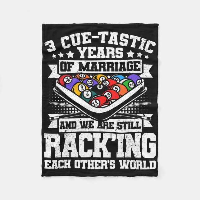 3rd Wedding Anniversary Pool Billiards 3 Years Mar Fleece Blanket (Front)