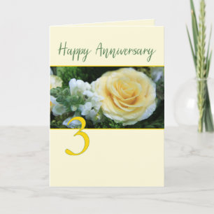3rd Wedding Anniversary Yellow Rose Card