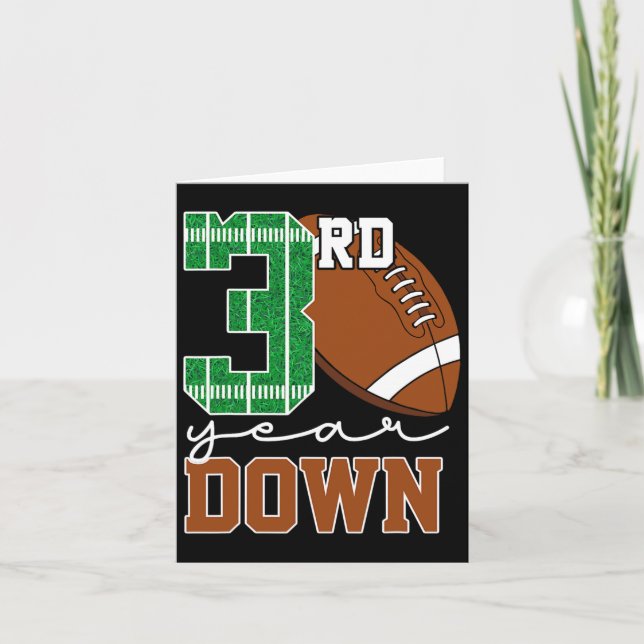3rd Year Down Football Lover Third Birthday Boy Pa Card (Front)