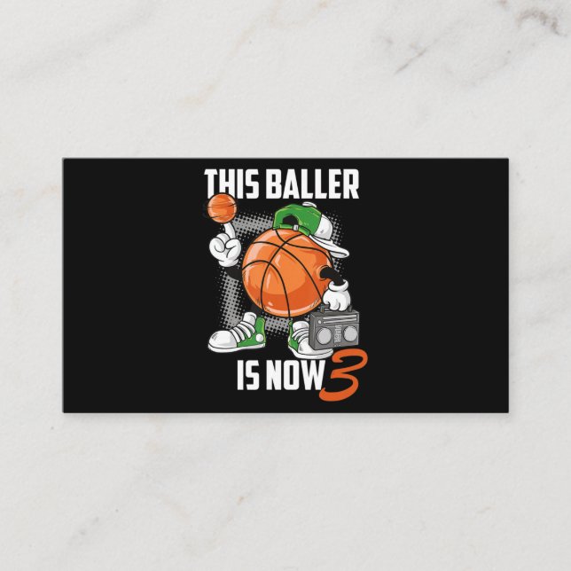 3th Birthday Basketball Player Funny 3 Years Old Business Card (Front)