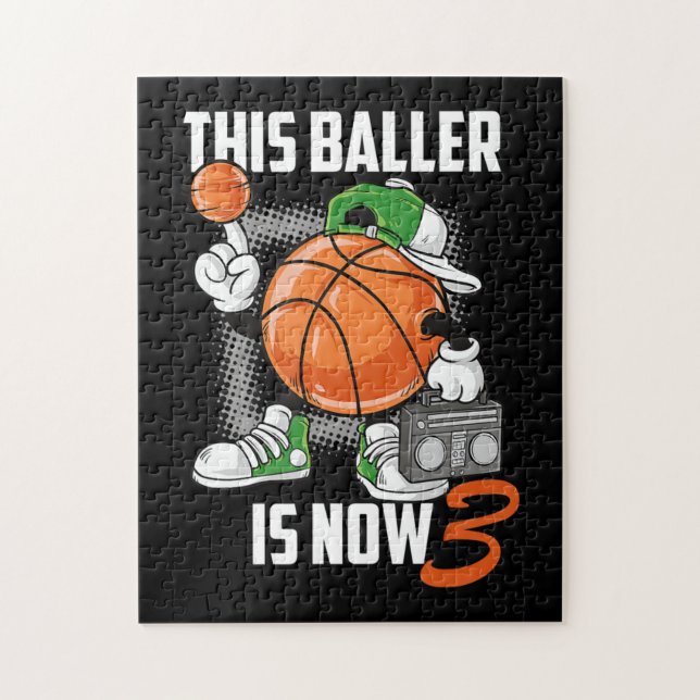 3th Birthday Basketball Player Funny 3 Years Old Jigsaw Puzzle (Vertical)