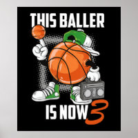3th Birthday Basketball Player Funny 3 Years Old