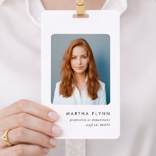 3x5 Badge ID Card Minimal Photo Name Badges