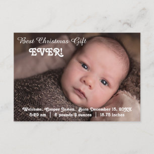 3x5 Birth Announcement Best Christmas Gift Ever