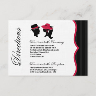 3x5 Directions Card Formal Hats Elegant Retro