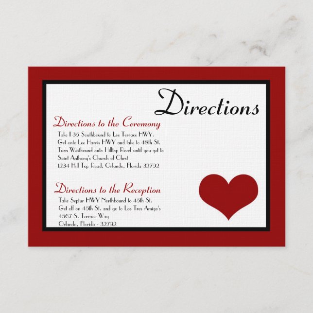 3x5 Directions Card Wedding Penguin Love Couple (Front)