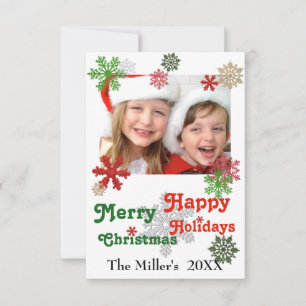 3x5 Merry Christmas Happy Holidays Glitter Flakes Invitation