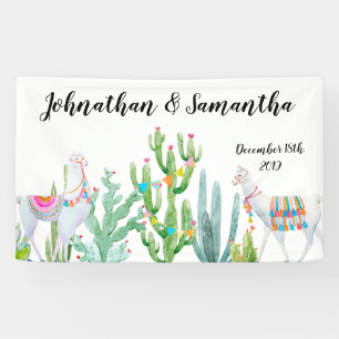 3'x5' Personalised Banner Boho Llama Bohemian Cact