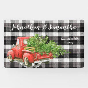 3'x5' Personalised Banner XMAS Truck Buffalo Plaid