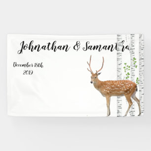 3'x5' Personalized Banner XMAS Deer Doe Woodland B