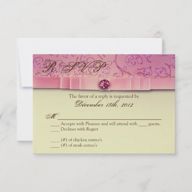 3x5 R.S.V.P. Reply Card Amethyst Jewel Embossed (Front)