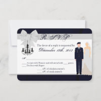 3x5 R.S.V.P. Reply Card ARMY Uniform Blues Bride
