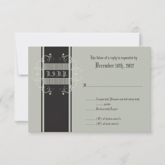 3x5 R.S.V.P. Reply Card Black Tie Affair Grey (Front)