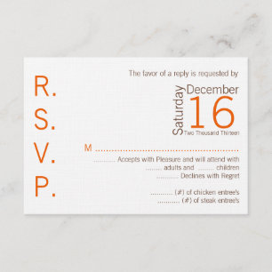 3x5 R.S.V.P. Reply Card Brown Orange Chevron