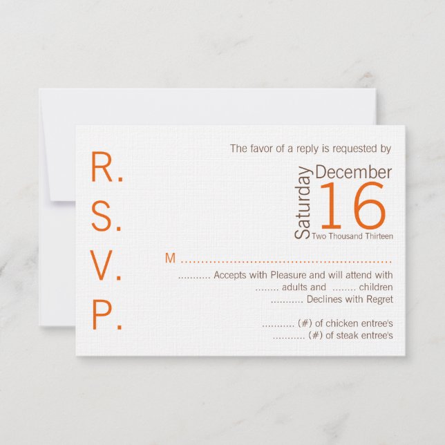3x5 R.S.V.P. Reply Card Brown Orange Chevron (Front)