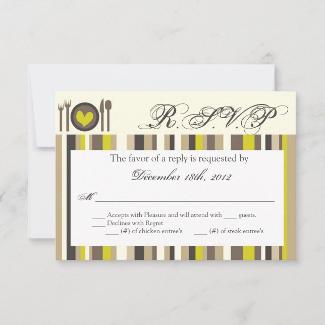 3x5 R.S.V.P. Reply Card China Plate Silverware (Front)