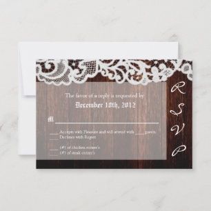 3x5 R.S.V.P. Reply Card Country Dark Barn Wood Lac