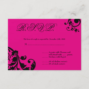3x5 R.S.V.P. Reply Card Hot Pink Floral Foliage