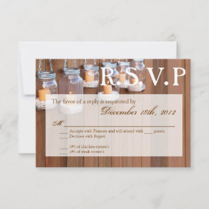 3x5 R.S.V.P. Reply Card Mason Jar Candle Lights